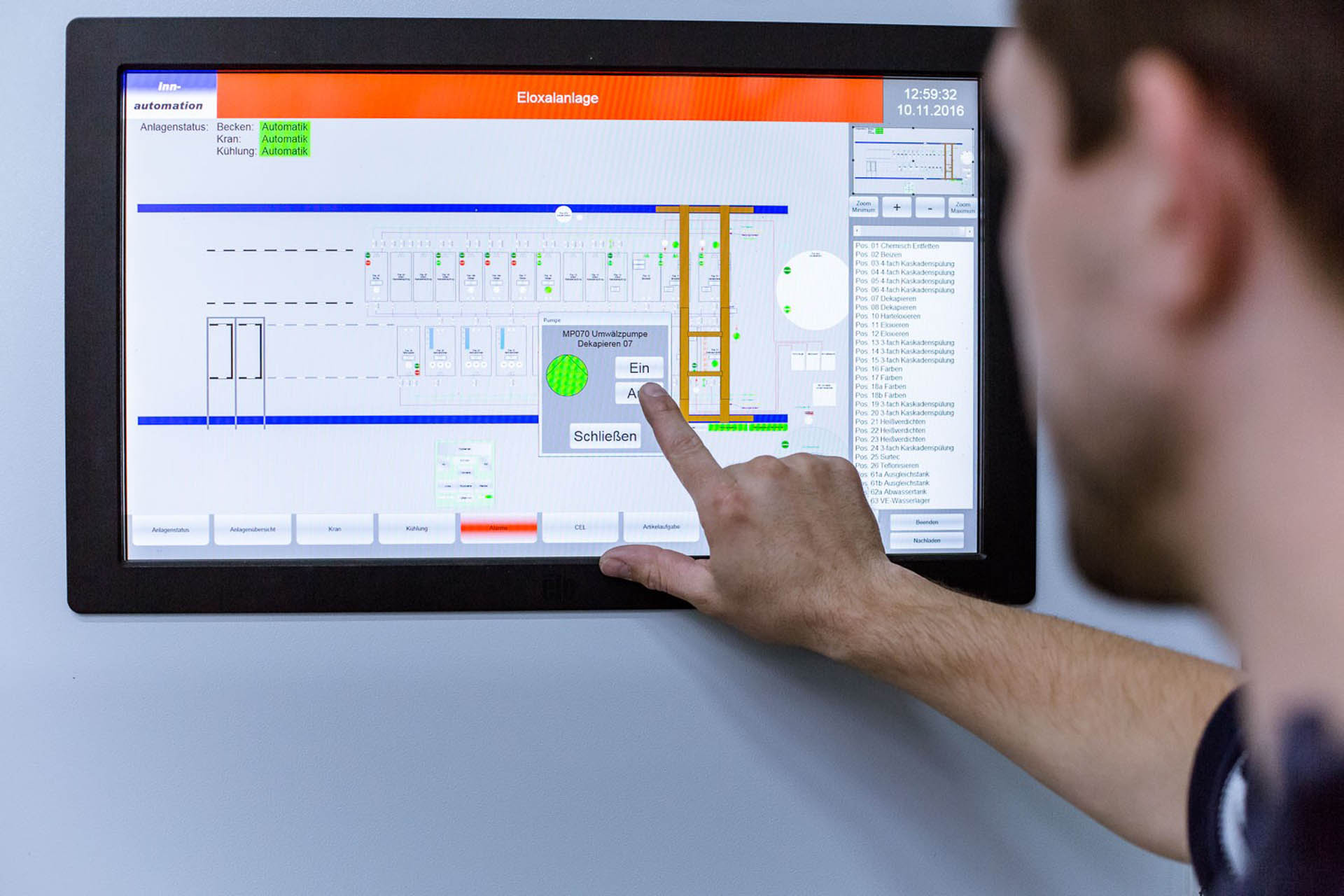 Steuerung einer Eloxalanlage per Touchscreen